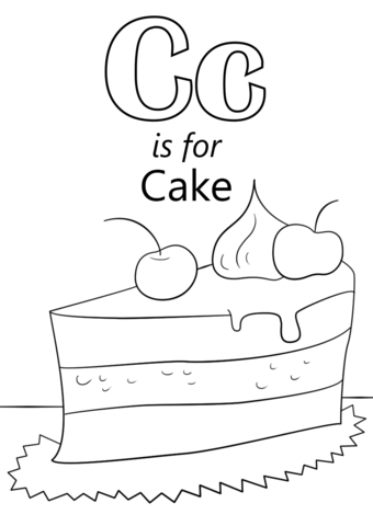 Letter C Is For Cake Coloring Page